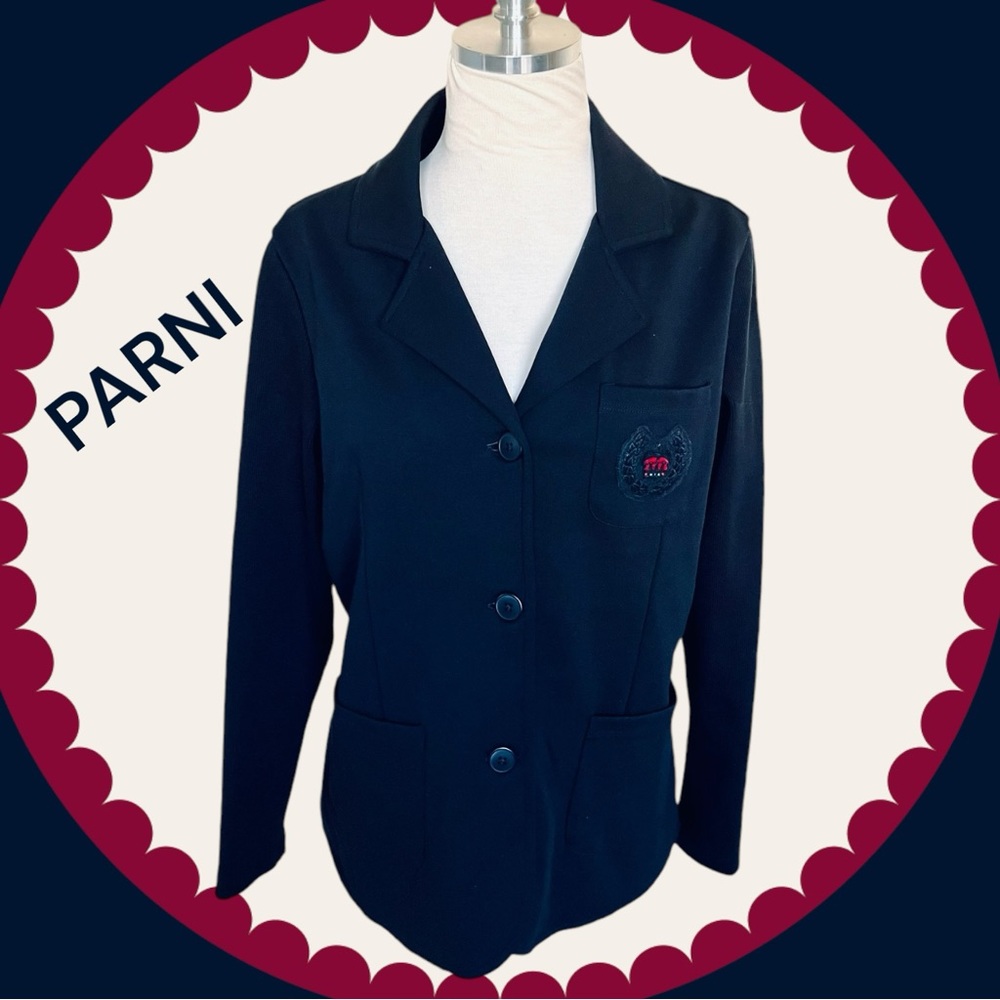 PARNI NWT NEW BLUE BLACK BLAZER JACKET WORK PROFESSIONAL